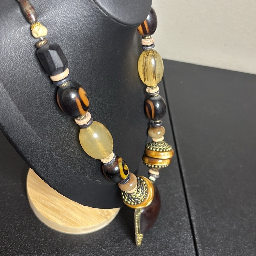 Unique Chunky Beaded Artisan Statement Necklace - image 6